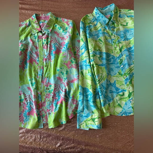 Lilly Pulitzer Multicolor Women Gold Button Down Long Sleeved Shirt 8. Set Of 2 - Picture 15 of 15